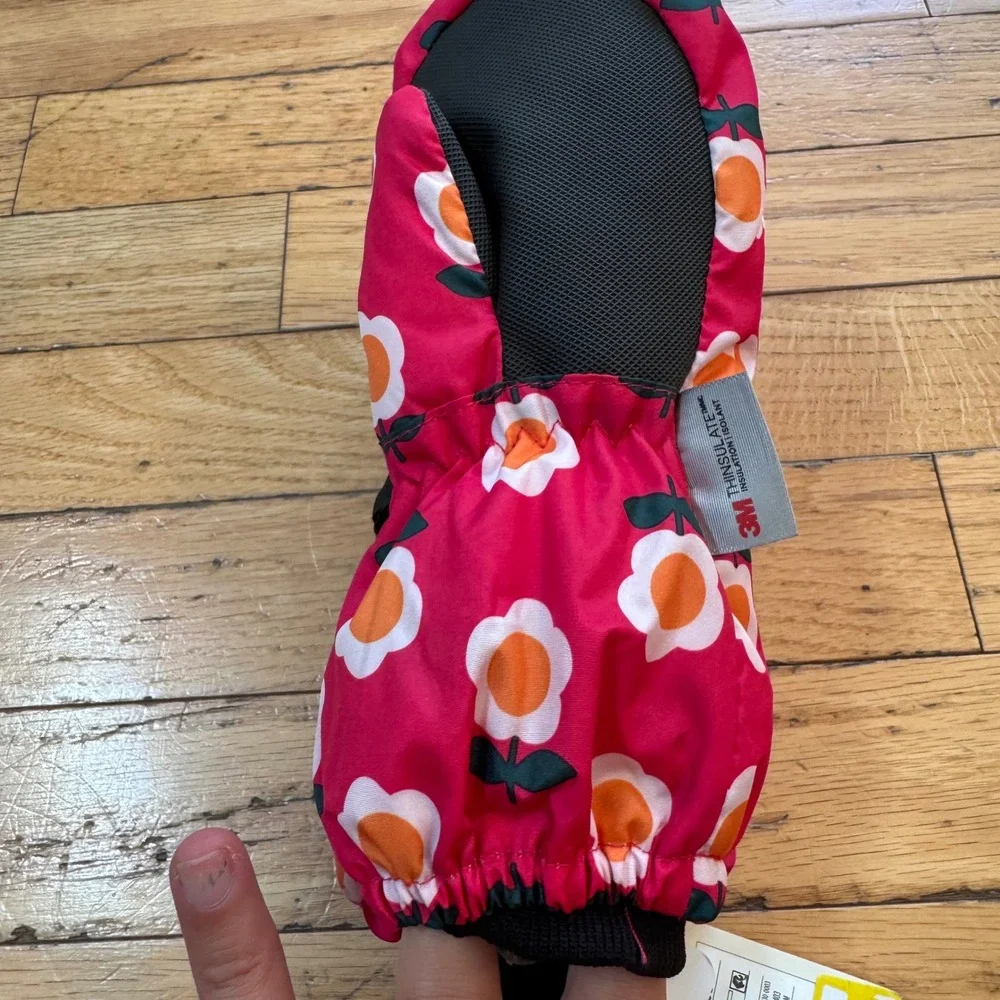Cat & Jack Toddler Pink Floral Water Resistant 3M Thinsulate Mittens 12-24M